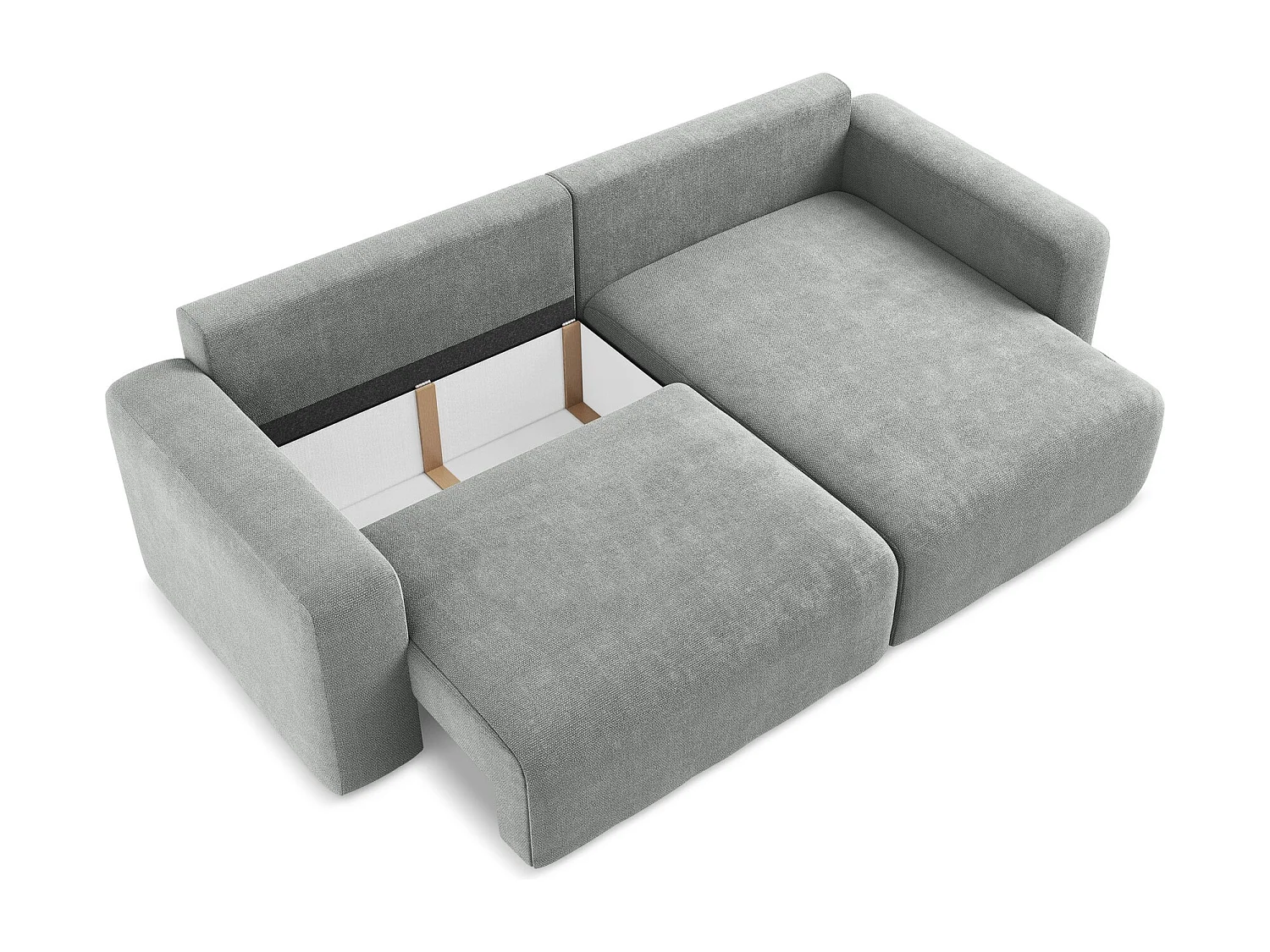 Hoekslaapbank rechts van grijs chenille stof - KONA