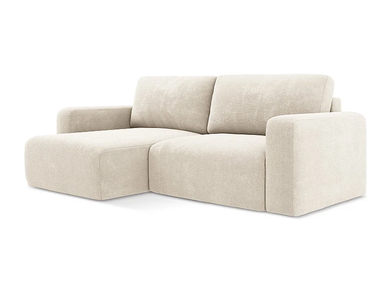 3-Sitzer Ecksofa mit Schlaffunktion - Ecke Links - Chenille - Hell beige - KONA