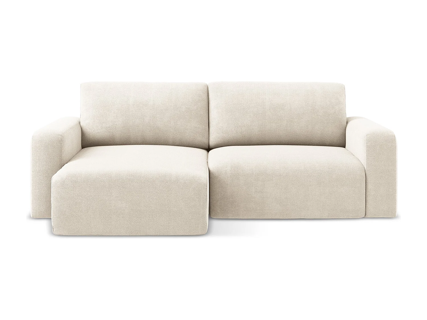 Hoekslaapbank links van lichtbeige chenille stof - KONA