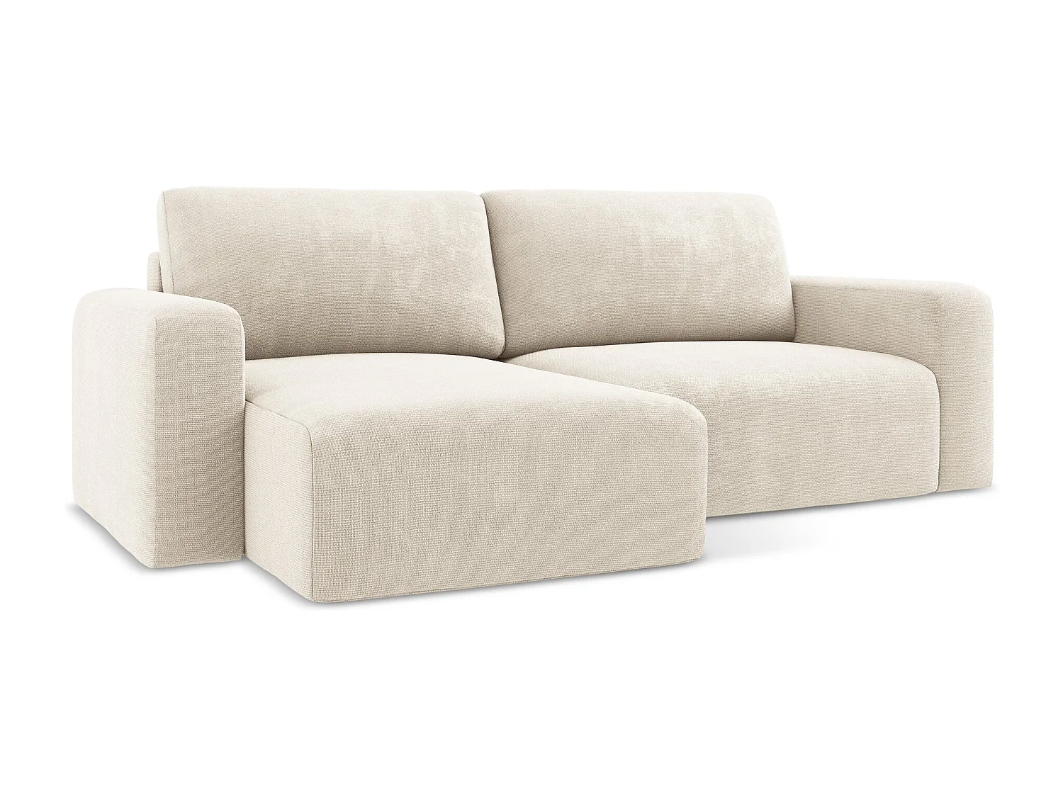 Hoekslaapbank links van lichtbeige chenille stof - KONA