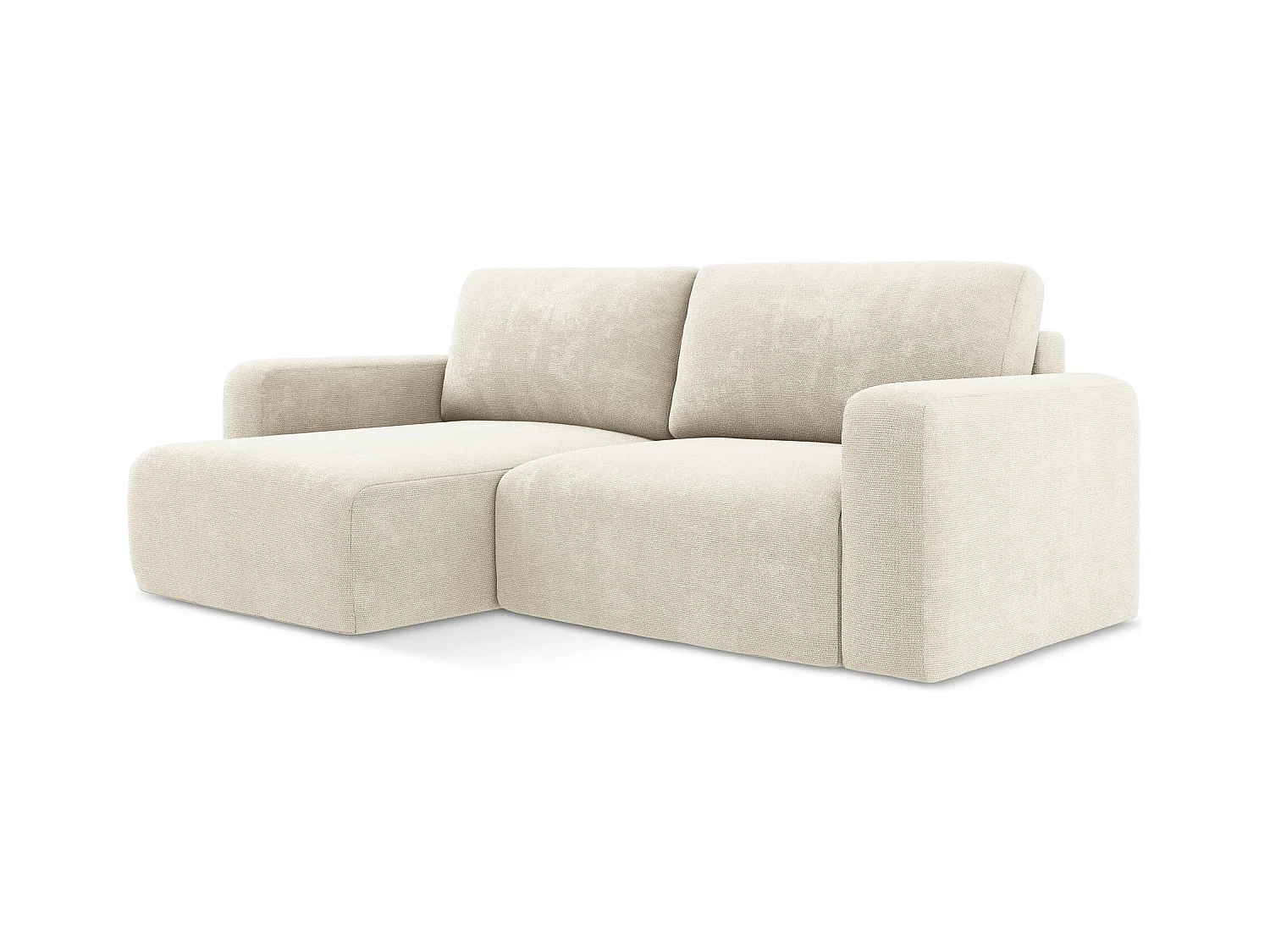 Canapé d’angle 3 places gauche convertible en Chenille - beige clair - KONA