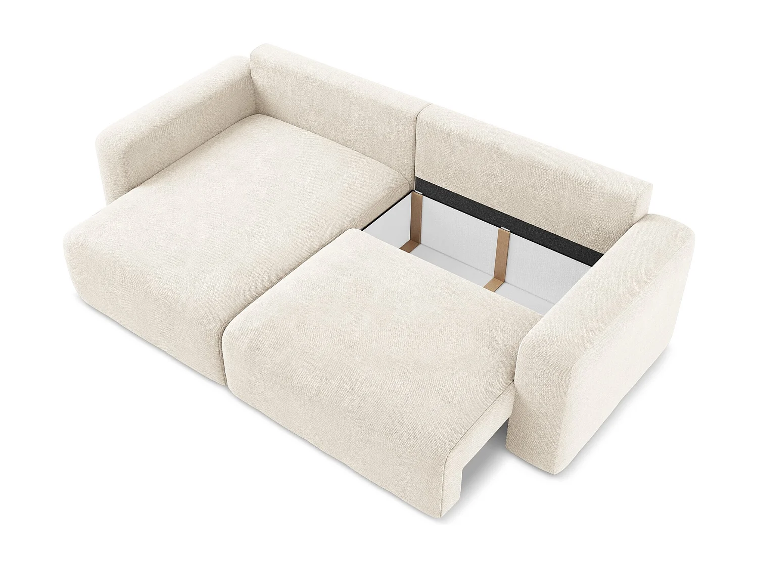 3-Sitzer Ecksofa mit Schlaffunktion - Ecke Links - Chenille - Hell beige - KONA