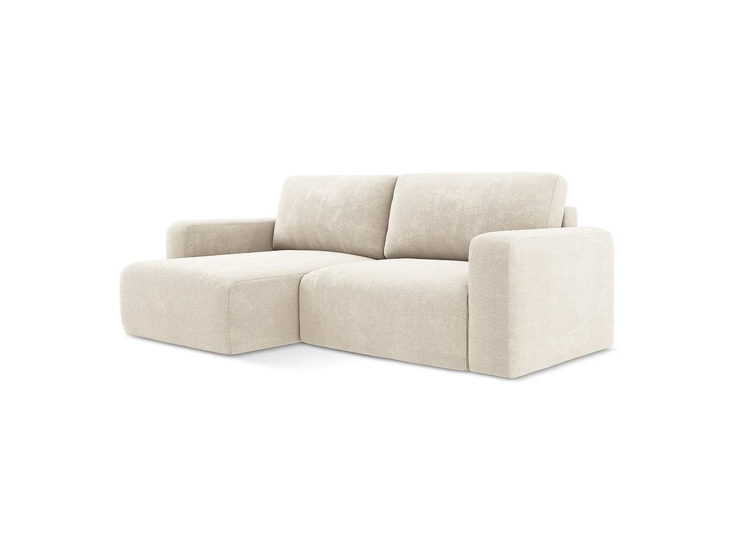 Canapé d’angle 3 places gauche convertible en tissu chenille - beige clair - OSTIA