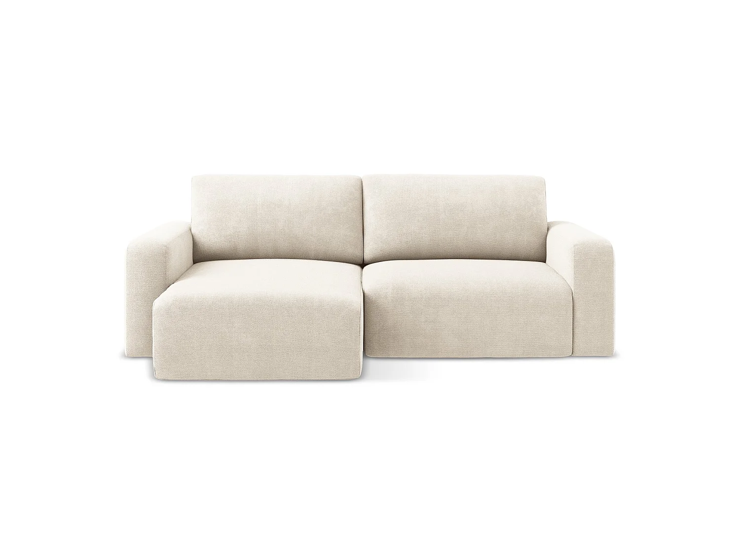 Canapé d’angle 3 places gauche convertible en tissu chenille - beige clair - OSTIA