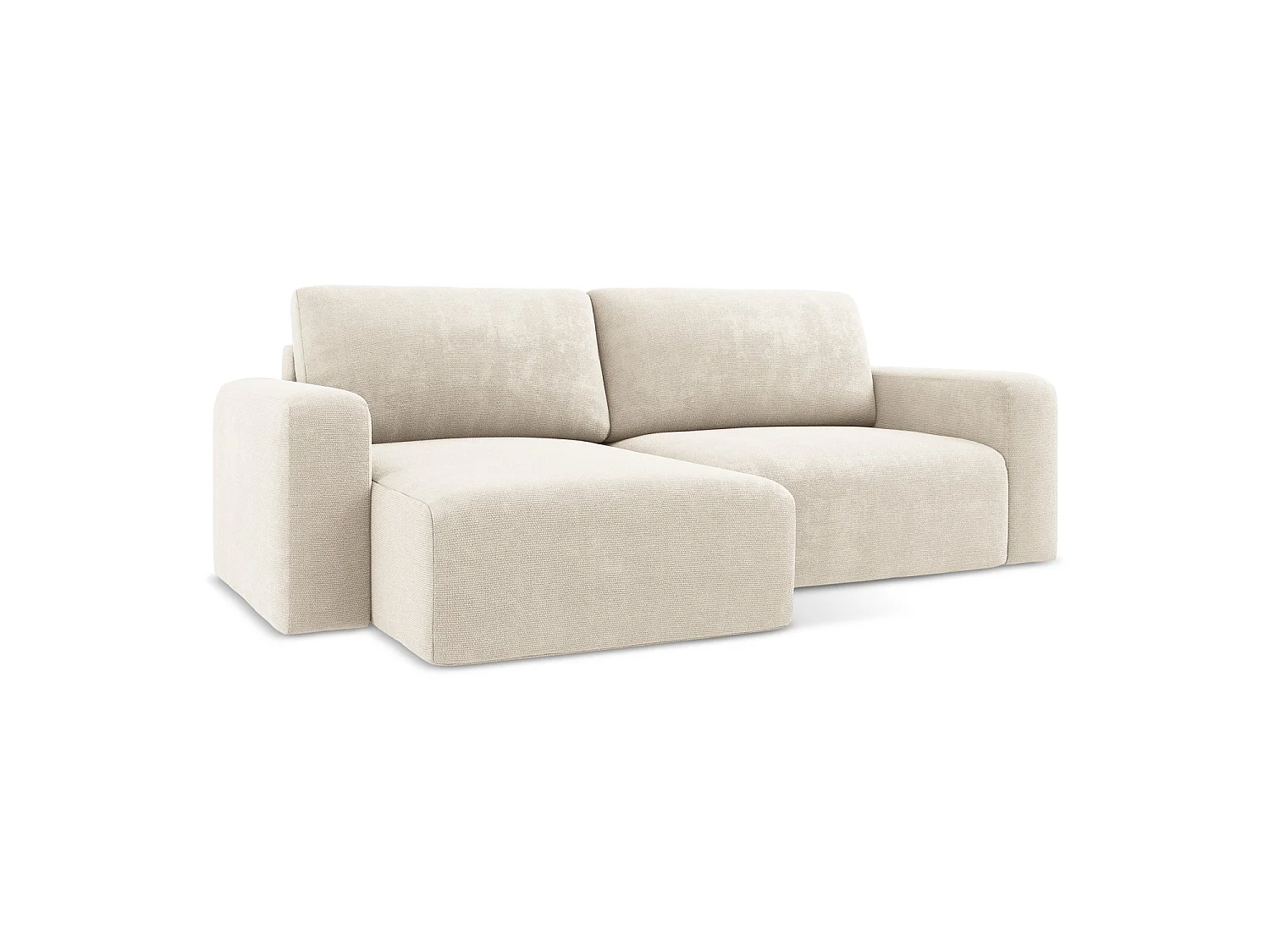Canapé d’angle 3 places gauche convertible en tissu chenille - beige clair - OSTIA