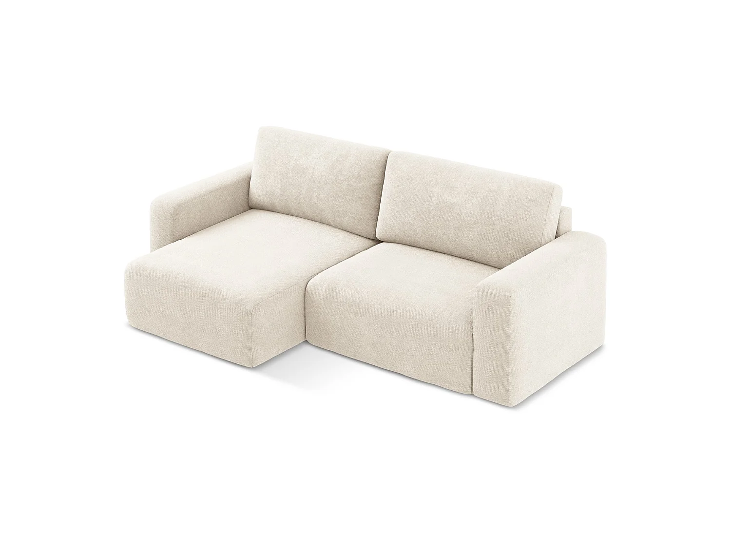 Canapé d’angle 3 places gauche convertible en tissu chenille - beige clair - OSTIA