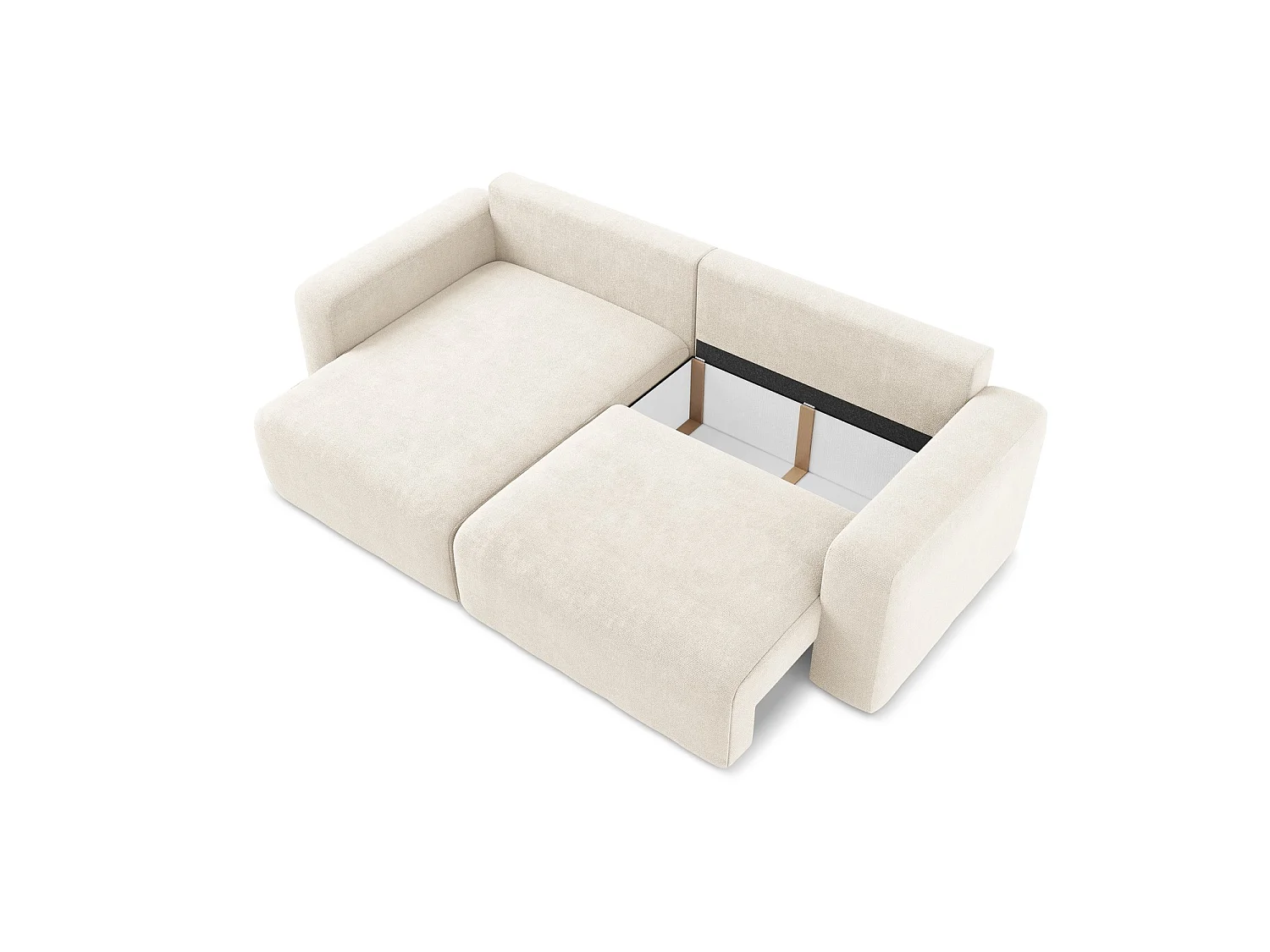 Canapé d’angle 3 places gauche convertible en tissu chenille - beige clair - OSTIA