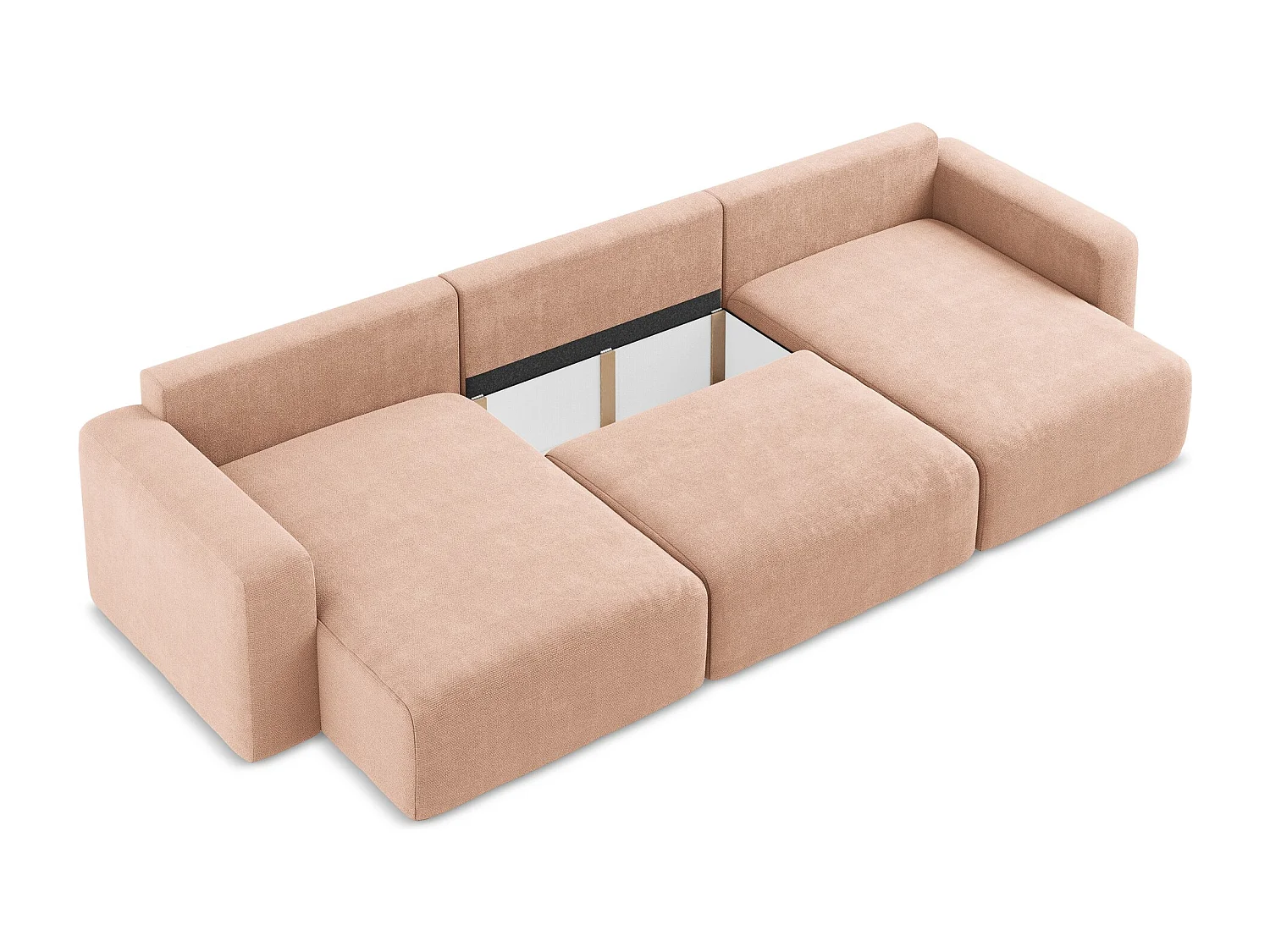 Wohnlandschaft mit Schlaffunktion - / - Chenille - Pfirsich - KONA