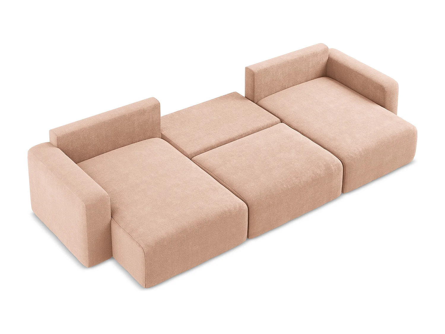 Wohnlandschaft mit Schlaffunktion - / - Chenille - Pfirsich - KONA