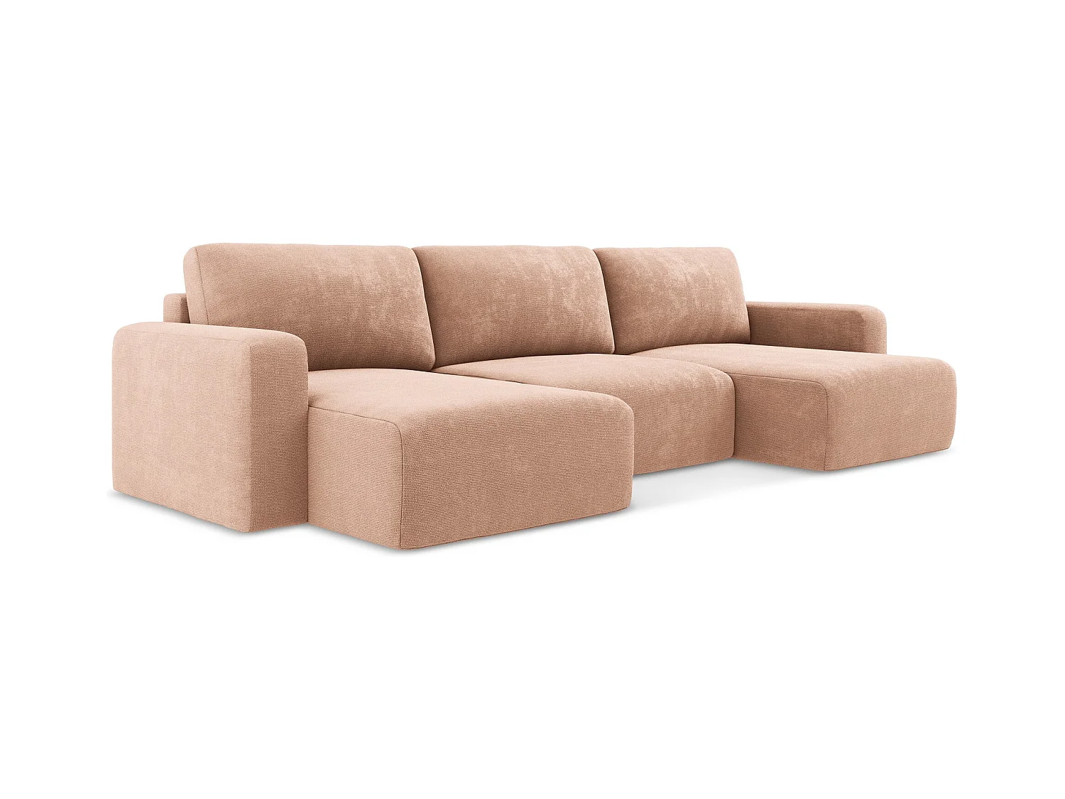 Wohnlandschaft mit Schlaffunktion - / - Chenille - Pfirsich - KONA