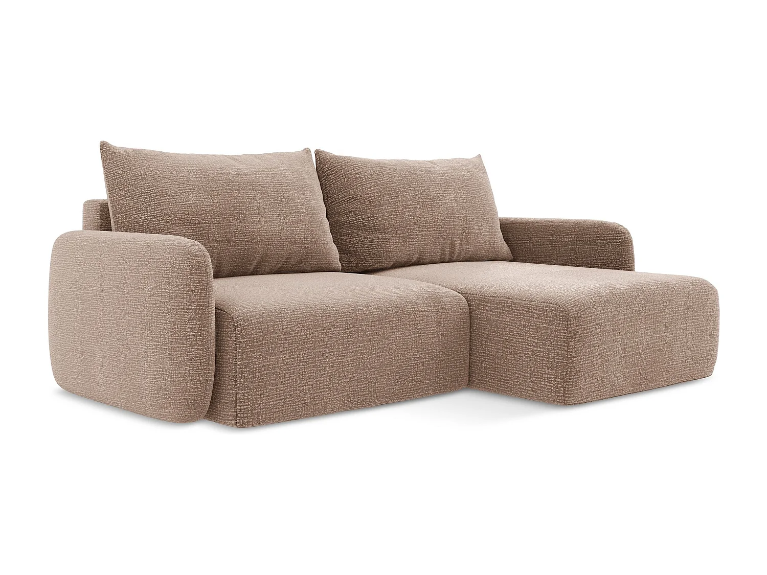 Canapé d’angle 3 places droit convertible en Strukturstoff - rose sourd - KALENA