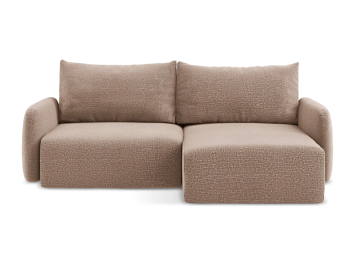 Canapé d’angle 3 places droit convertible en Strukturstoff - rose sourd - KALENA