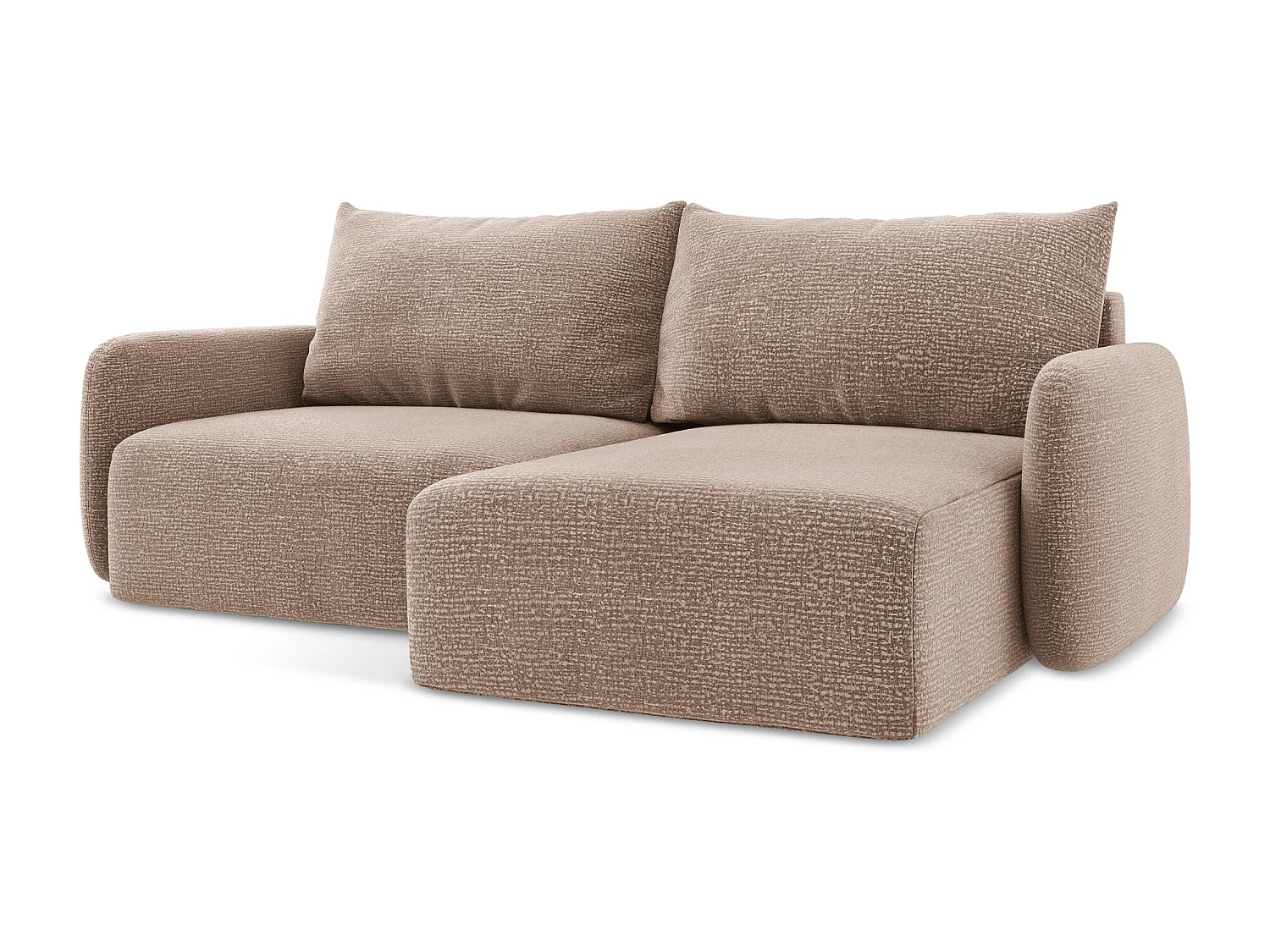 Canapé d’angle 3 places droit convertible en Strukturstoff - rose sourd - KALENA