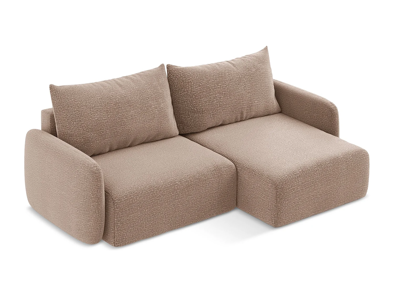 Canapé d’angle 3 places droit convertible en Strukturstoff - rose sourd - KALENA