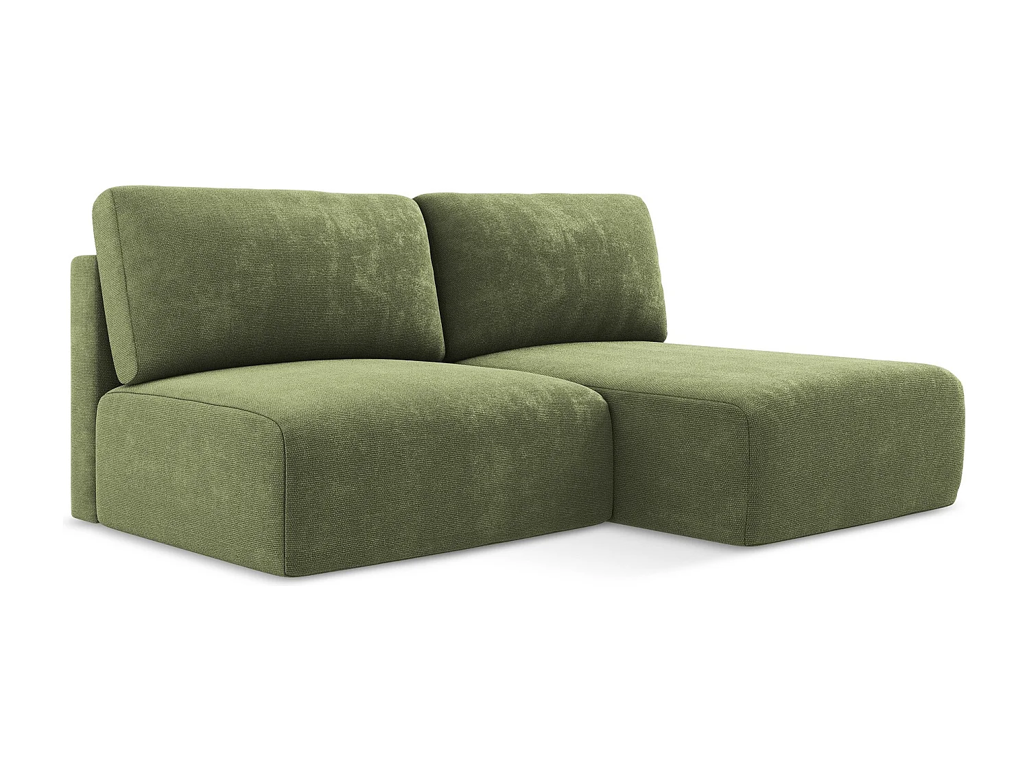 Ecksofa ohne Armlehne mit Schlaffunktion Rechts - Rechts - Chenille - Grün - KONA