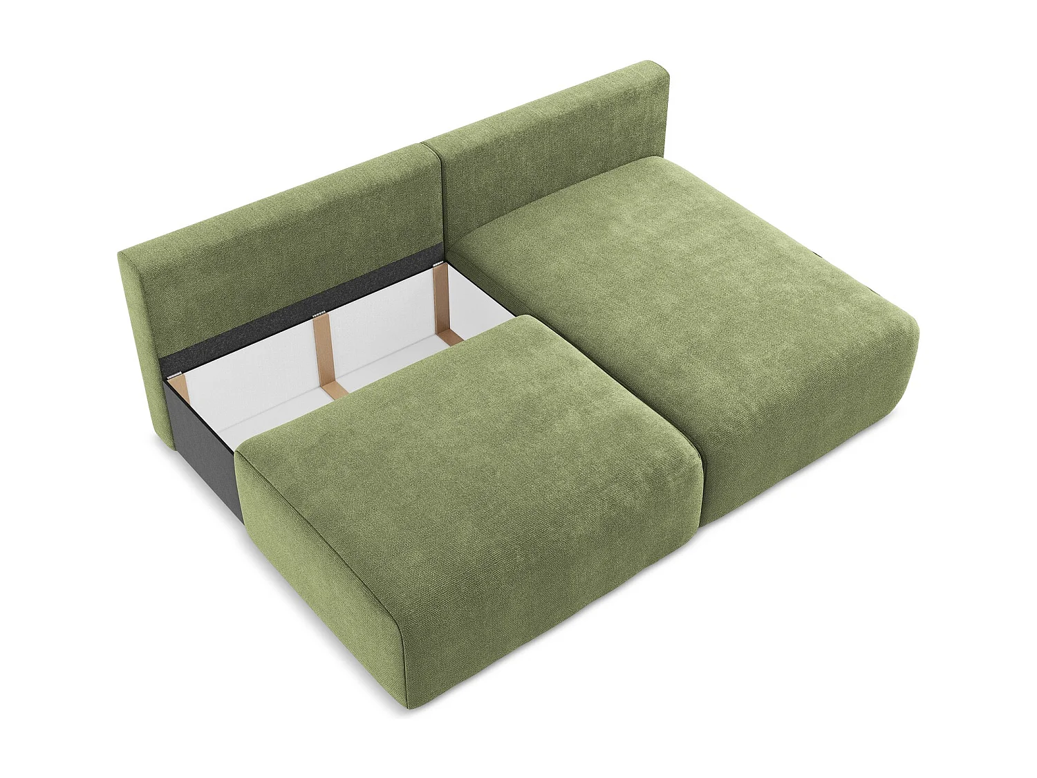 Ecksofa ohne Armlehne mit Schlaffunktion Rechts - Rechts - Chenille - Grün - KONA