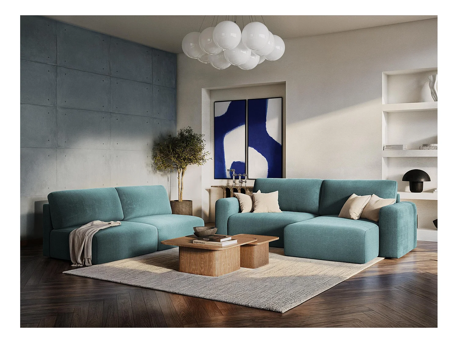 3-Sitzer Ecksofa mit Schlaffunktion - Ecke Links - Chenille - Dunkelbeige - KONA