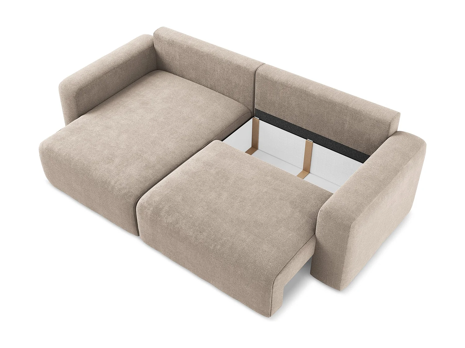 3-Sitzer Ecksofa mit Schlaffunktion - Ecke Links - Chenille - Dunkelbeige - KONA
