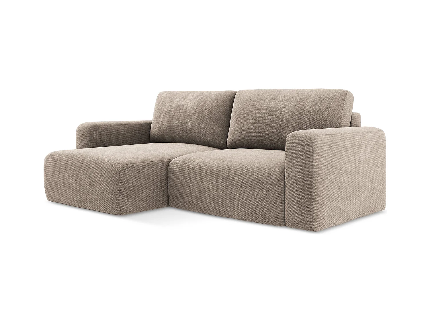 3-Sitzer Ecksofa mit Schlaffunktion - Ecke Links - Chenille - Dunkelbeige - KONA