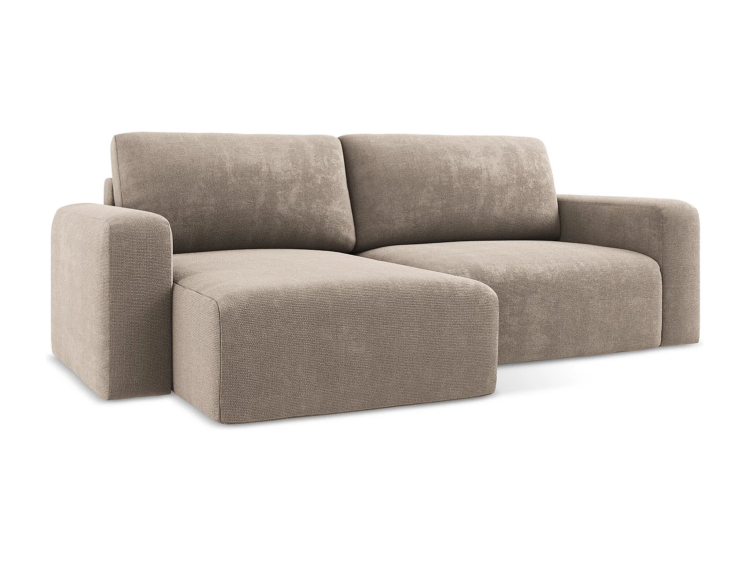 Canapé d’angle 3 places gauche convertible en Chenille - beige foncé - KONA