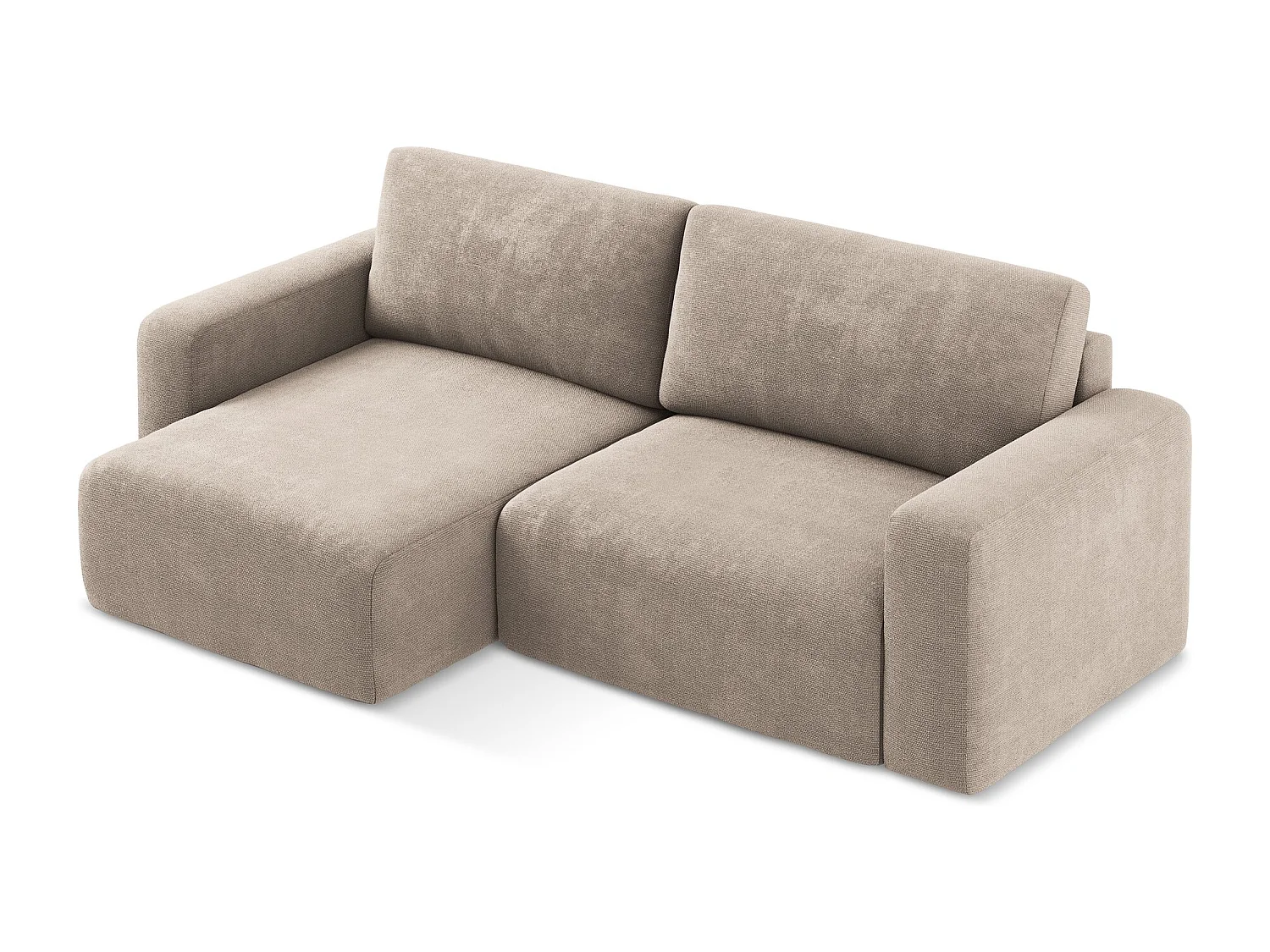3-Sitzer Ecksofa mit Schlaffunktion - Ecke Links - Chenille - Dunkelbeige - KONA