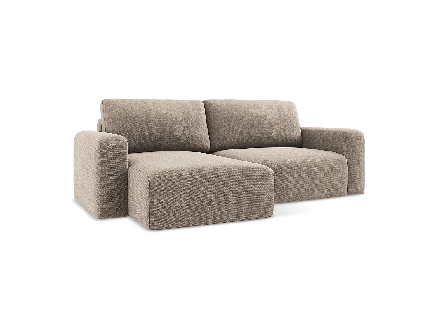 3-Sitzer Ecksofa mit Schlaffunktion - Ecke Links - Chenille - Dunkelbeige - OSTIA