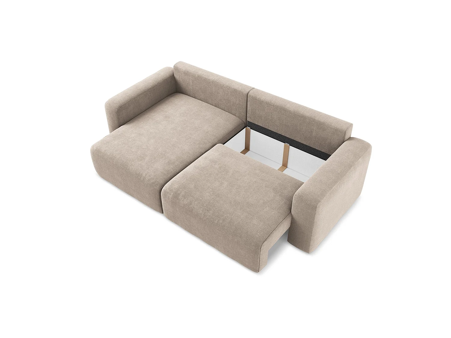 3-Sitzer Ecksofa mit Schlaffunktion - Ecke Links - Chenille - Dunkelbeige - OSTIA