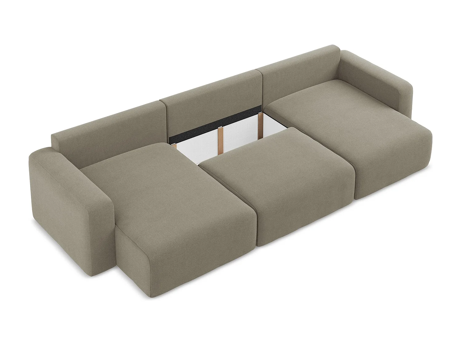 Canapé panoramique convertible en Strukturstoff - beige foncé - KONA