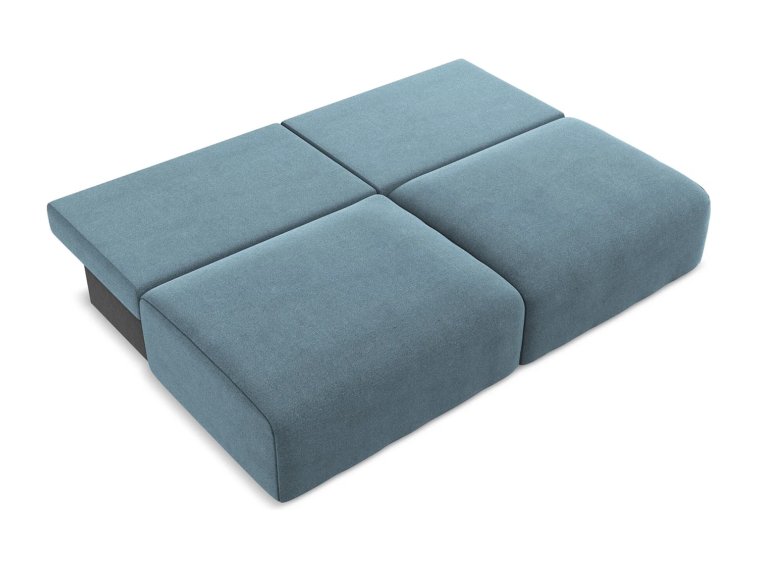 Canapé 3 places sans accoudoir convertible en Strukturstoff - bleu clair - KONA