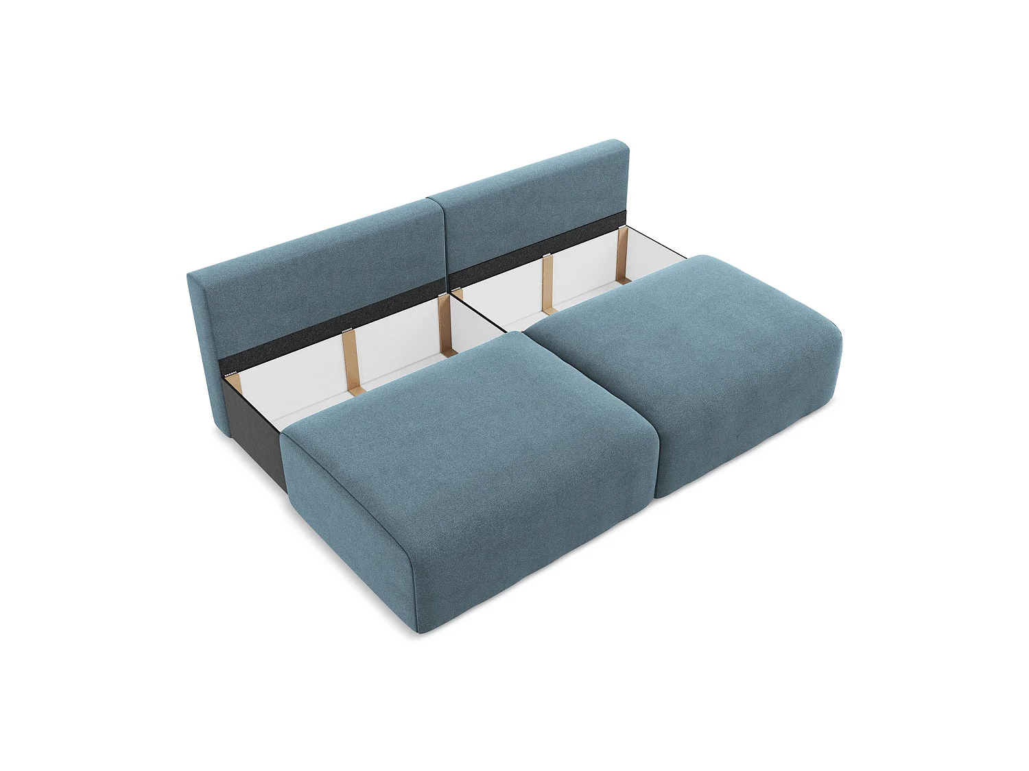 Canapé 3 places convertible en tissu texturé - bleu clair - OSTIA