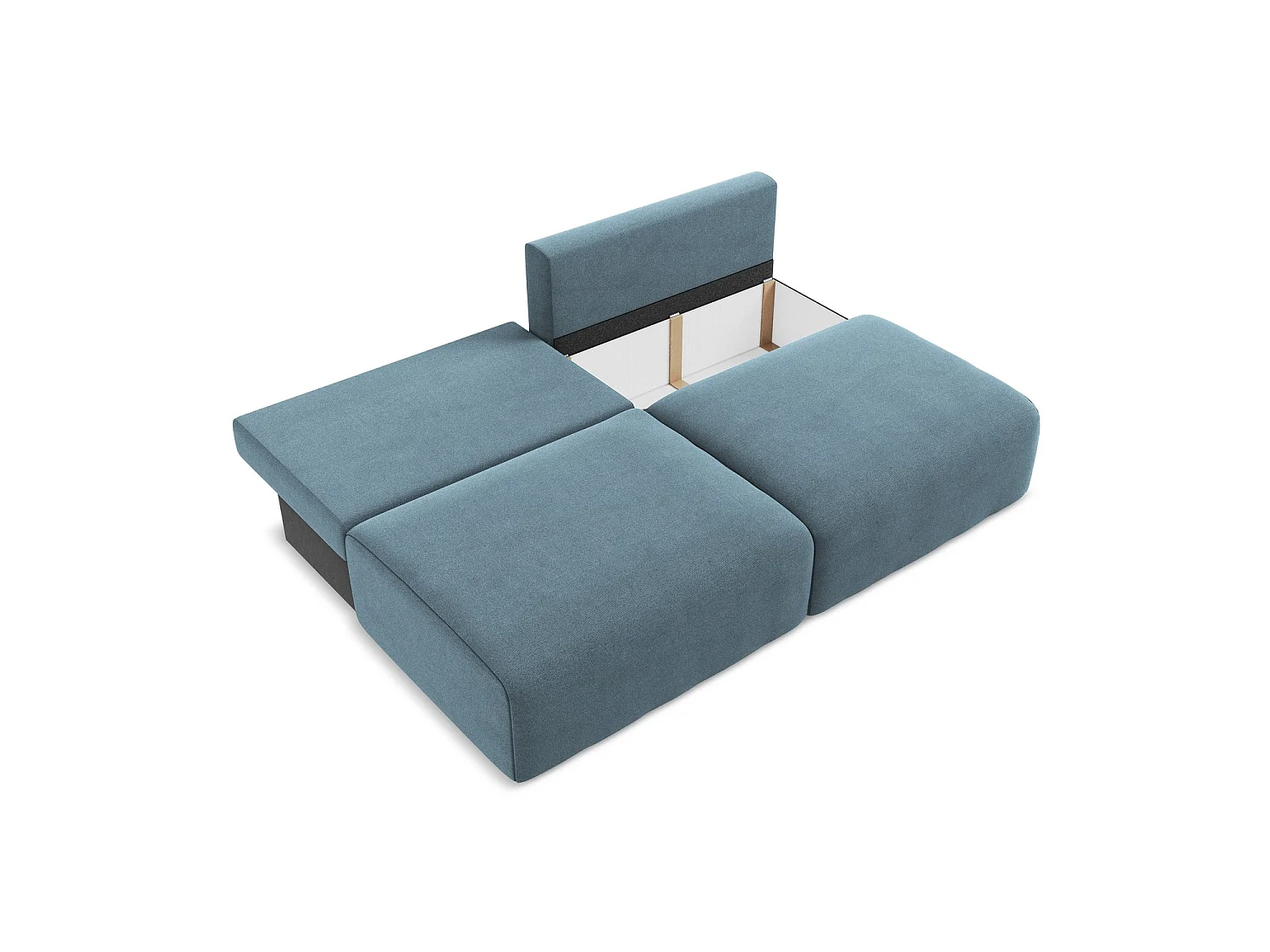 Canapé 3 places convertible en tissu texturé - bleu clair - OSTIA