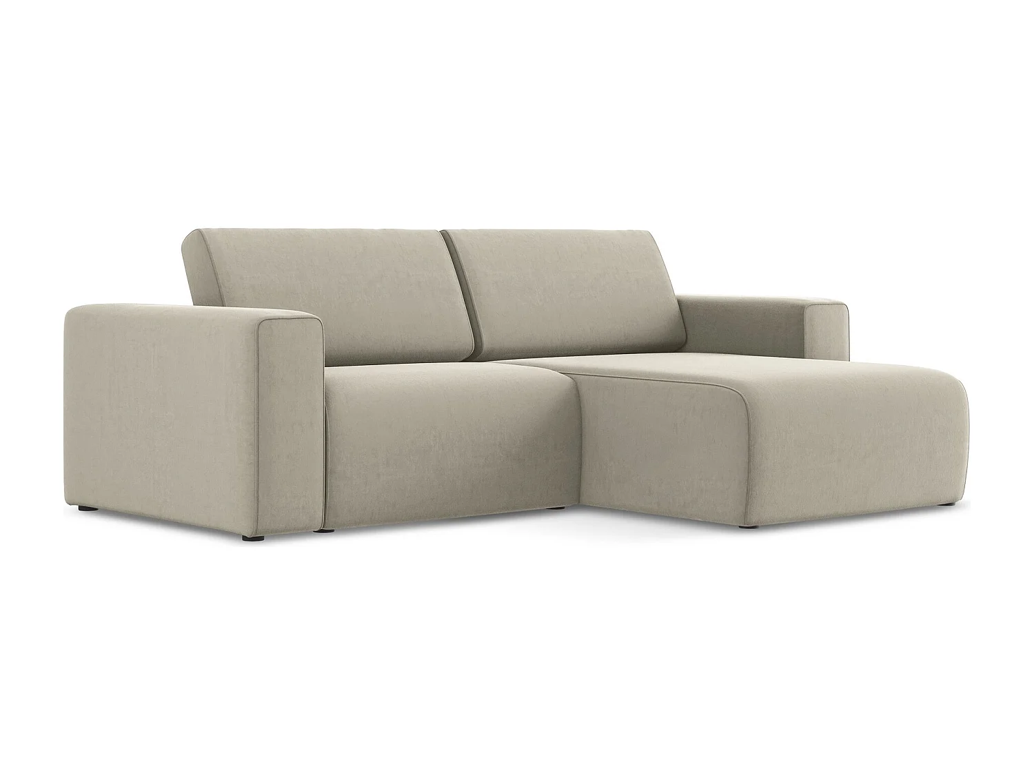 3-Sitzer Modulares Ecksofa - Ecke Rechts - Samt - Perle - KALEA