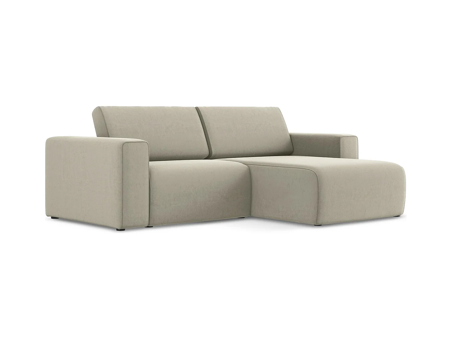 3-Sitzer Modulares Ecksofa - Ecke Rechts - Samt - Perle - KALEA