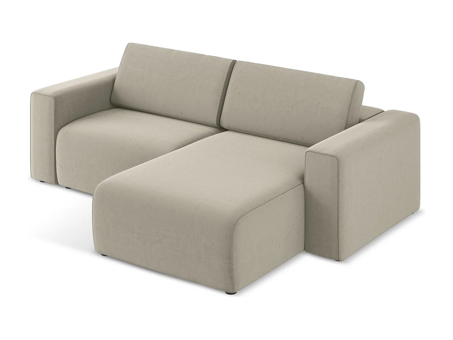 Modulaire hoekbank rechts van parel velours - KALEA