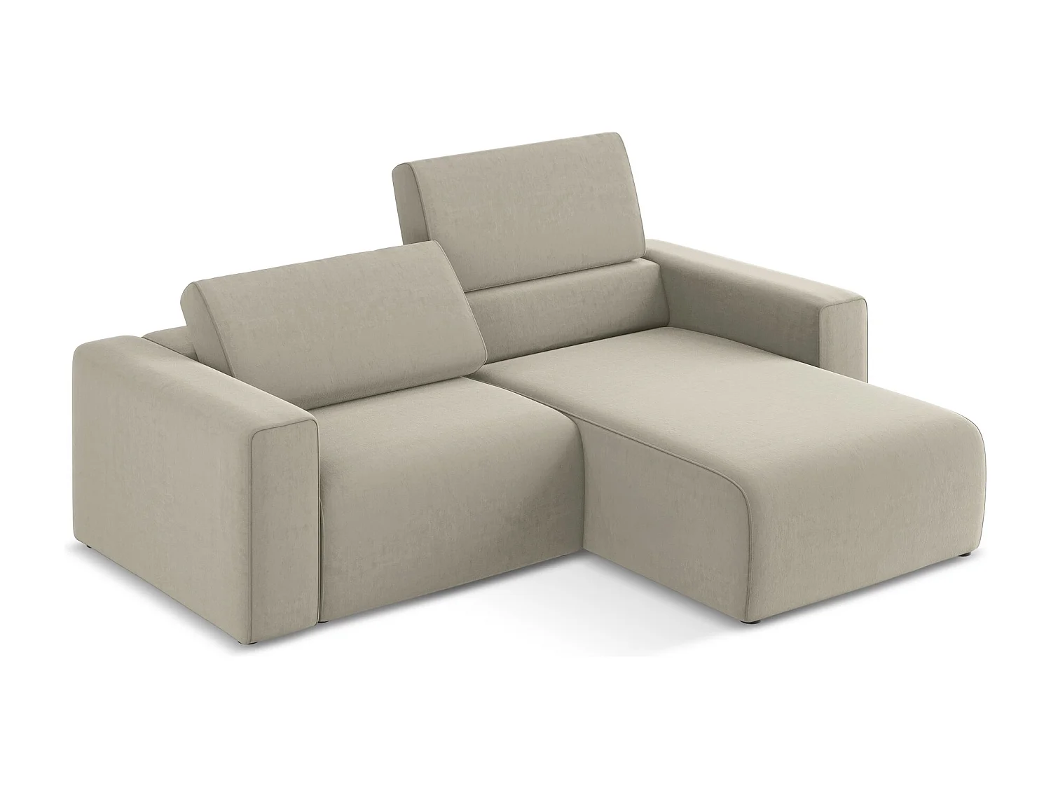 Modulaire hoekbank rechts van parel velours - KALEA