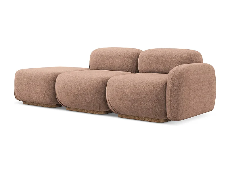 Modułowa sofa 3-osobowa lewa - z tkaniny bouclé - brudny róż - AILANI