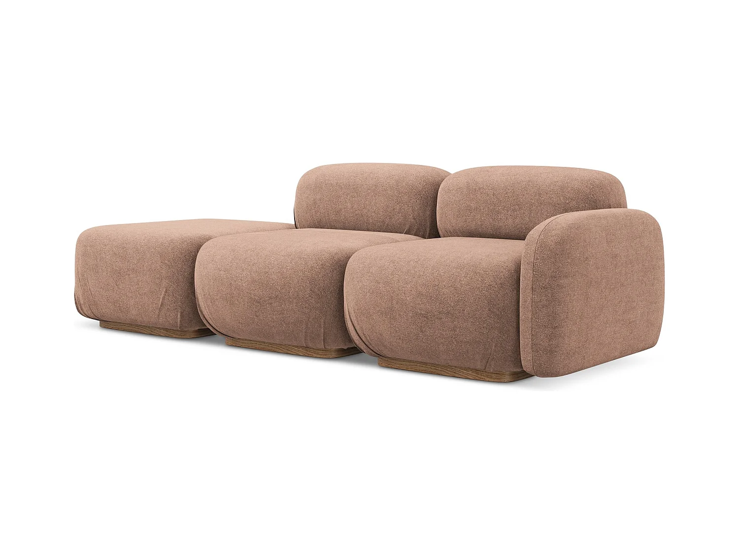 Canapé modulable 3 places gauche en Bouclé - rose sourd - AILANI