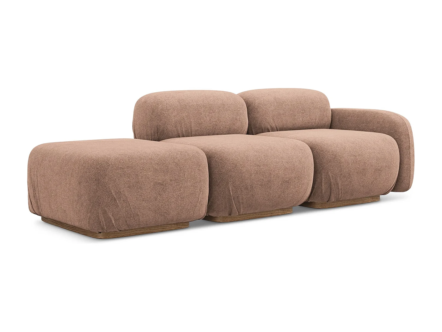 Canapé modulable 3 places gauche en Bouclé - rose sourd - AILANI