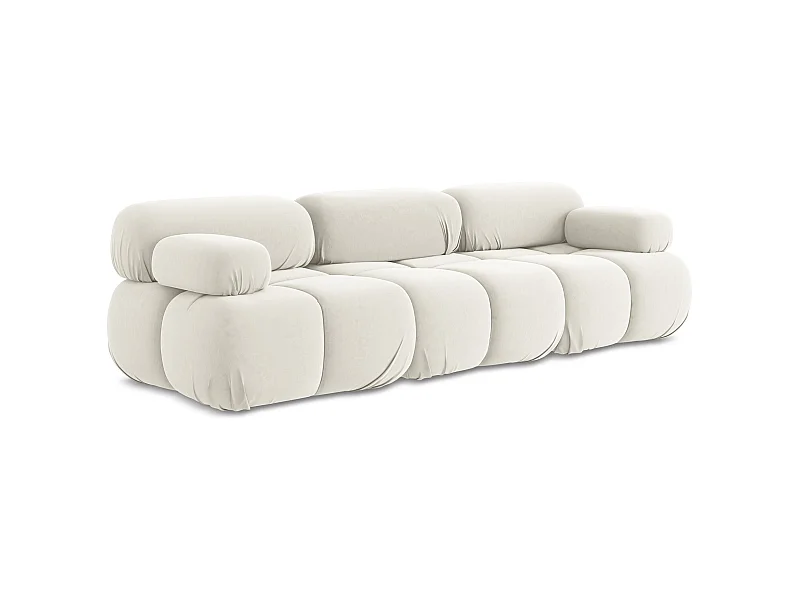 Modulares 3-Sitzer Sofa - - Samt - Hell beige - LOKUA