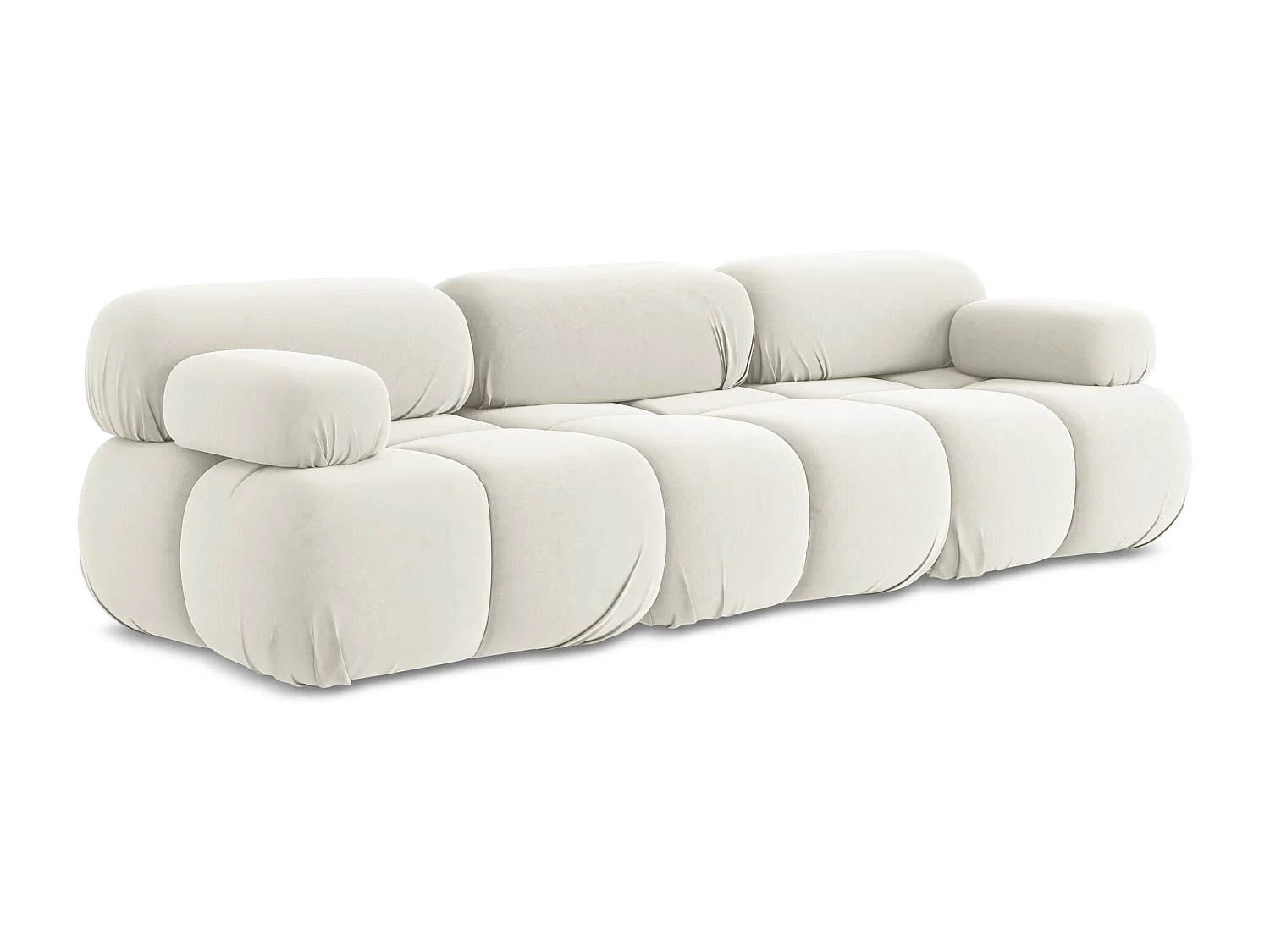 Canapé modulable 3 places en Samt - beige clair - LOKUA