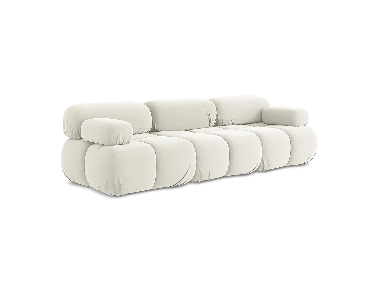 Modulares 3-Sitzer Sofa - - Samt - Hell beige - SANREMO