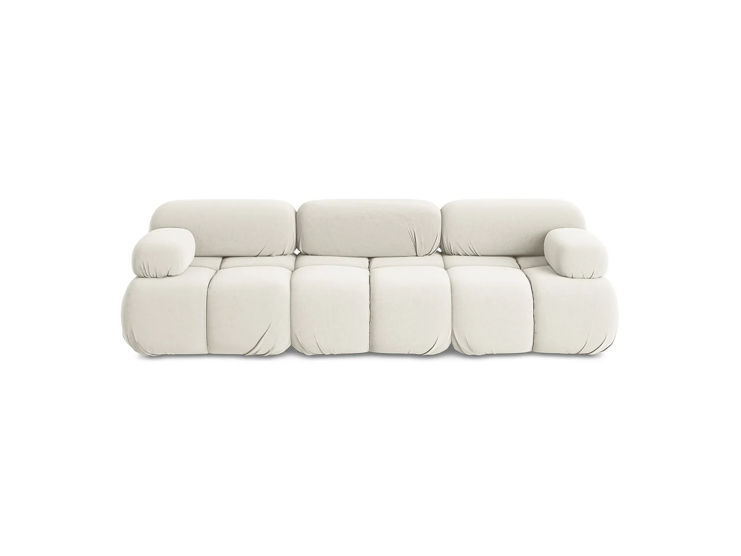Modulares 3-Sitzer Sofa - - Samt - Hell beige - SANREMO
