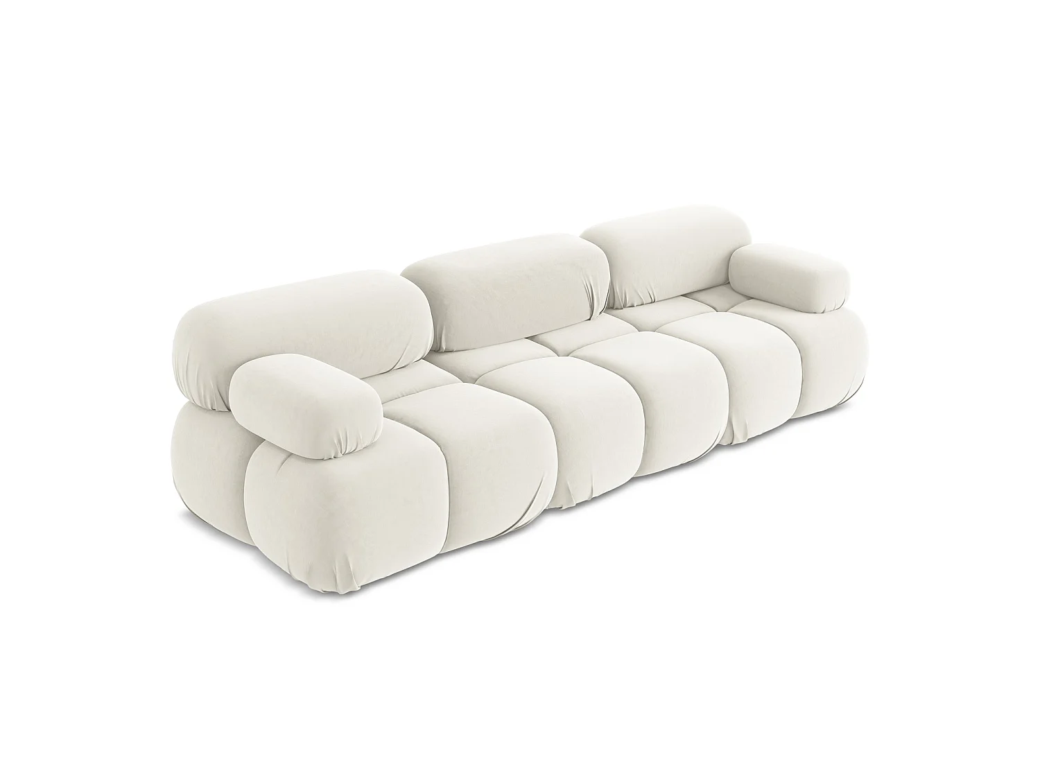 Modulares 3-Sitzer Sofa - - Samt - Hell beige - SANREMO