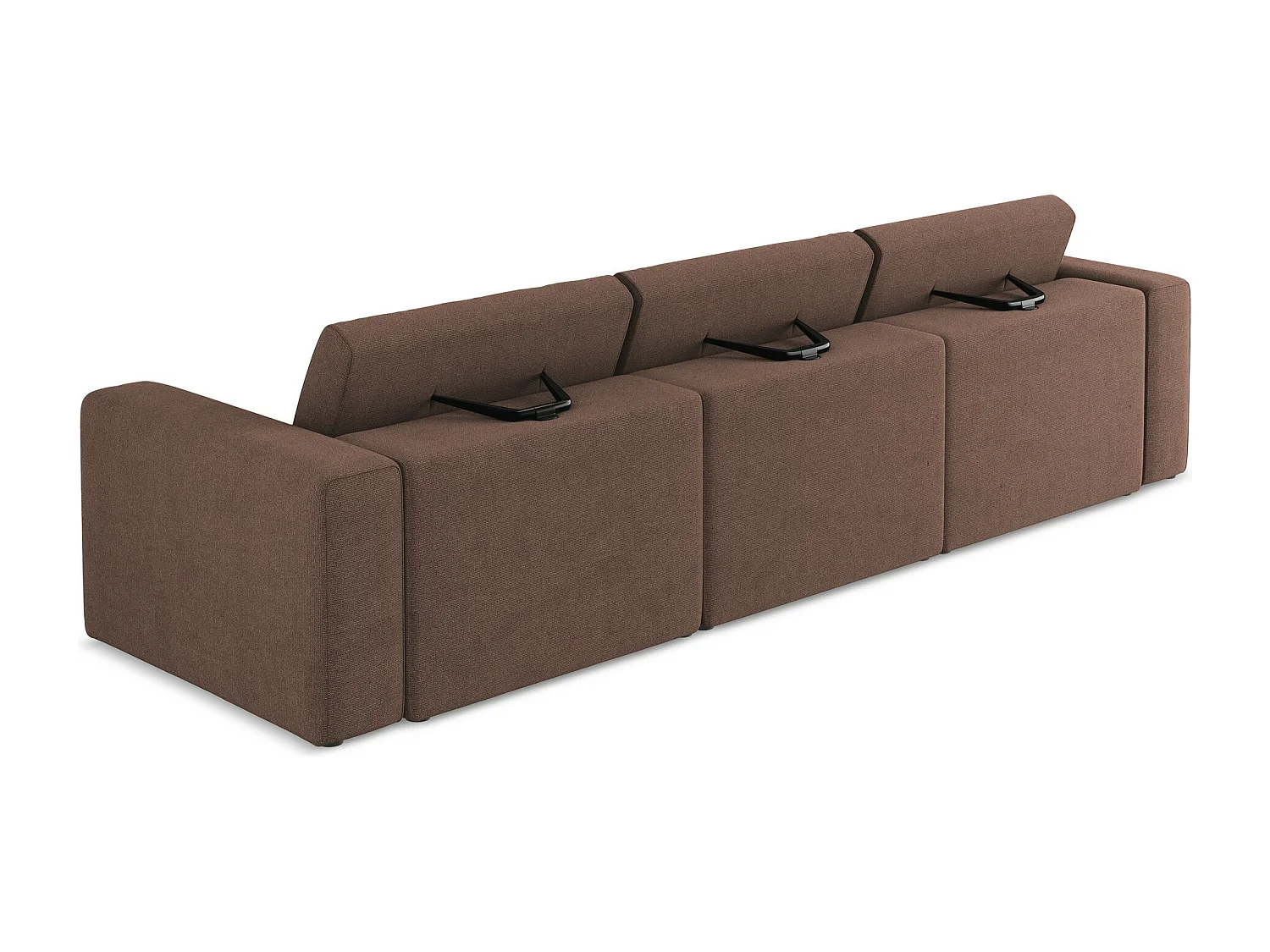 Vierzits modulaire bank van poederroze textuurstof - KALEA