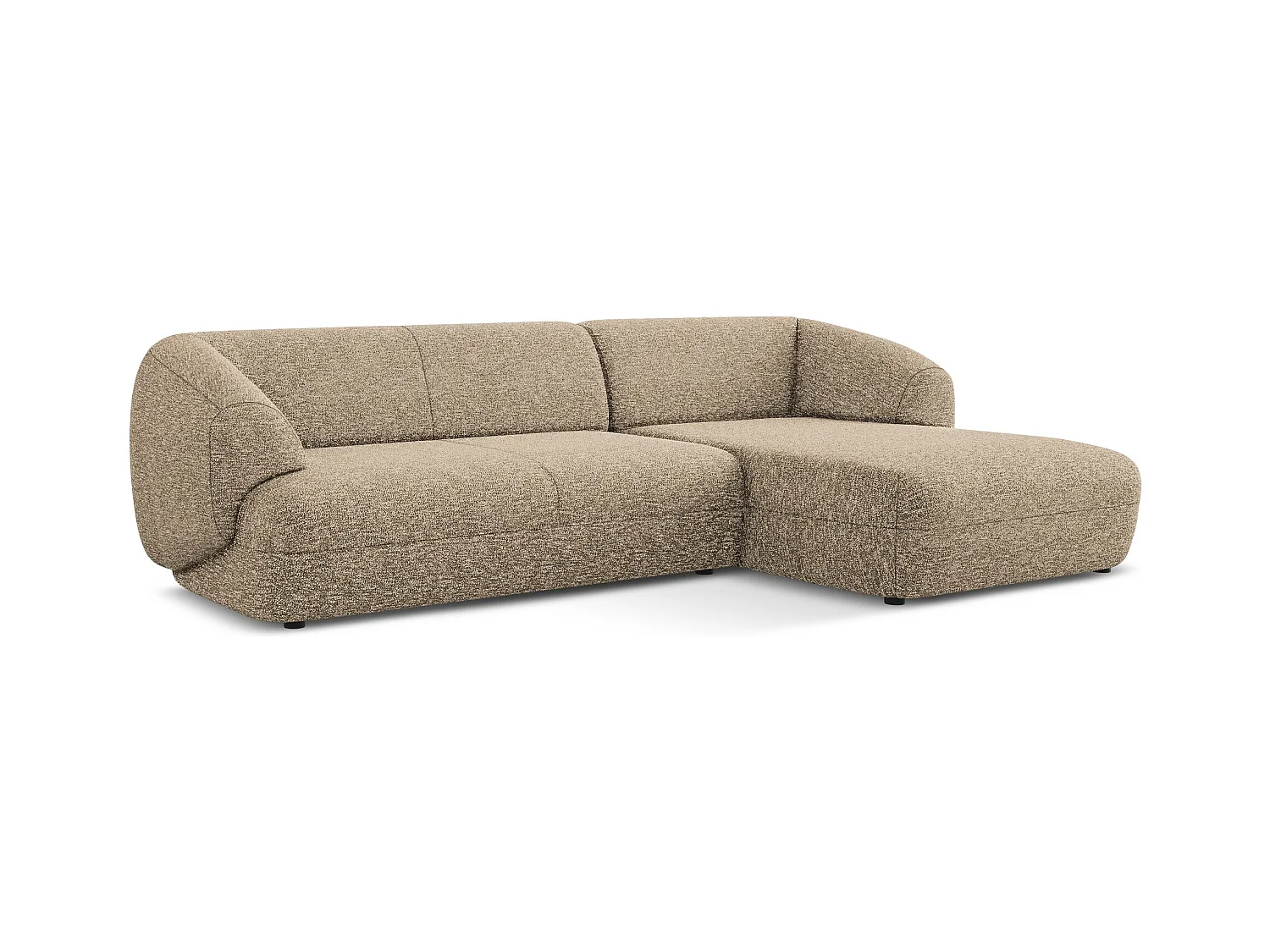 Canapé d'angle 3 places modulaire droit en Strukturstoff - beige foncé - MOANA