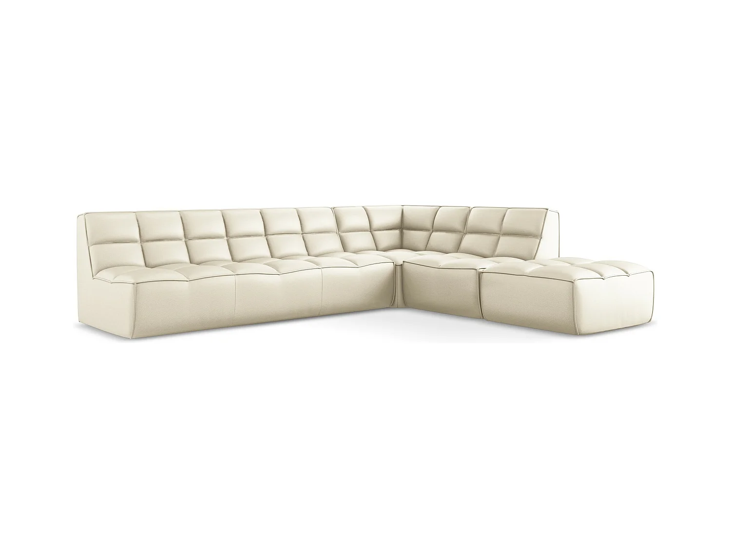 4-Sitzer Modulares Ecksofa - Reversibel - Kunstleder - Hell beige - KALAI