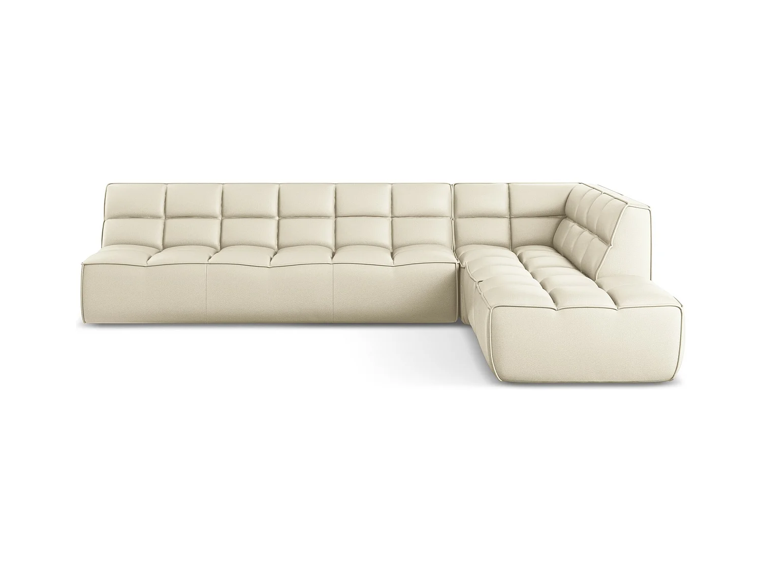 Modulaire hoekbank rechts van lichtbeige kunstleer - KALAI