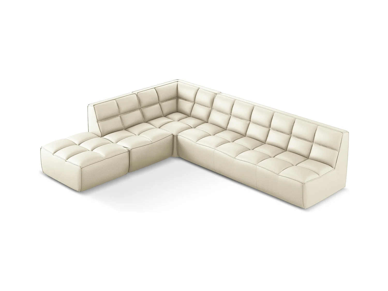 Modulaire hoekbank rechts van lichtbeige kunstleer - KALAI