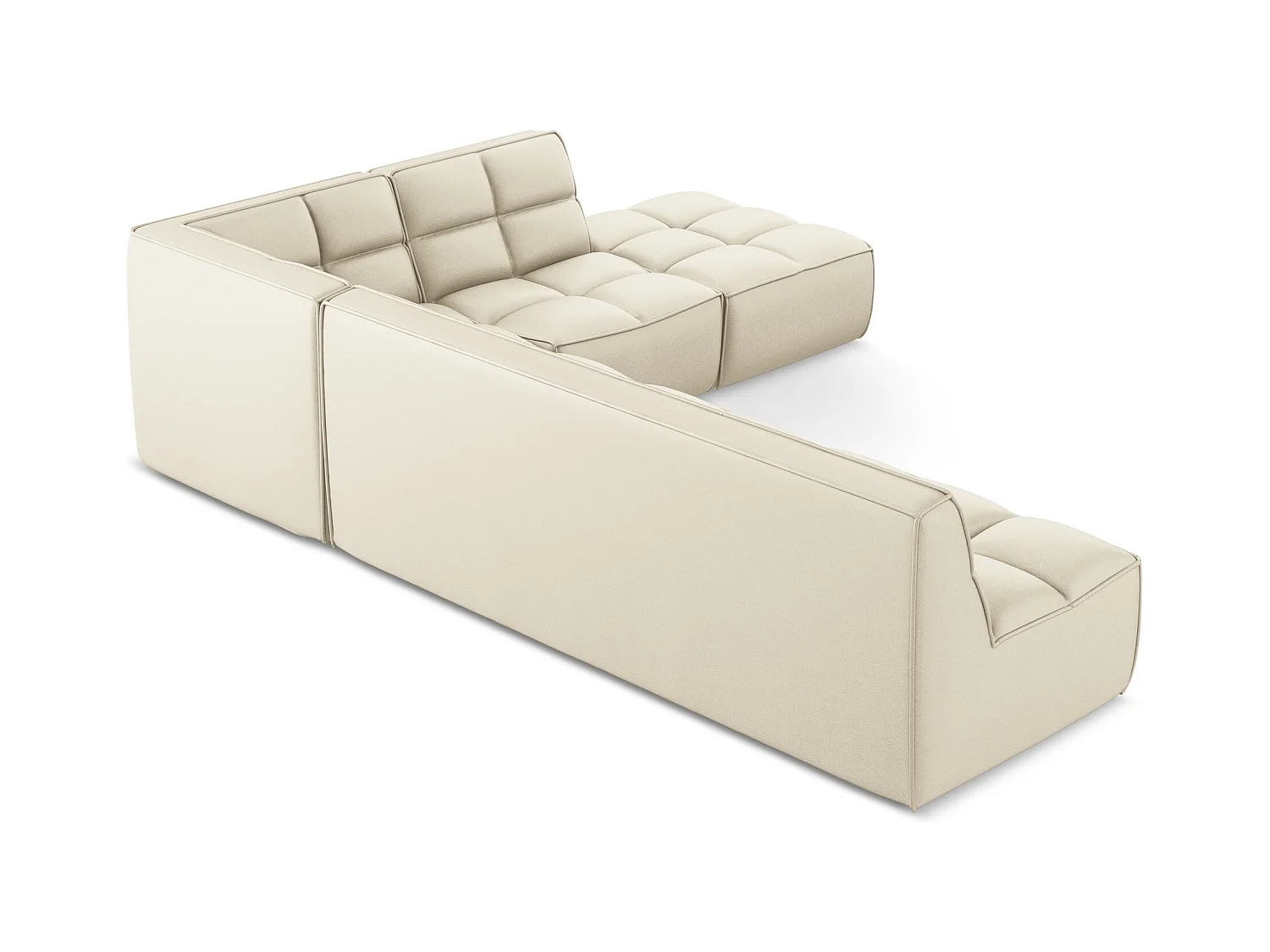 Modulaire hoekbank rechts van lichtbeige kunstleer - KALAI