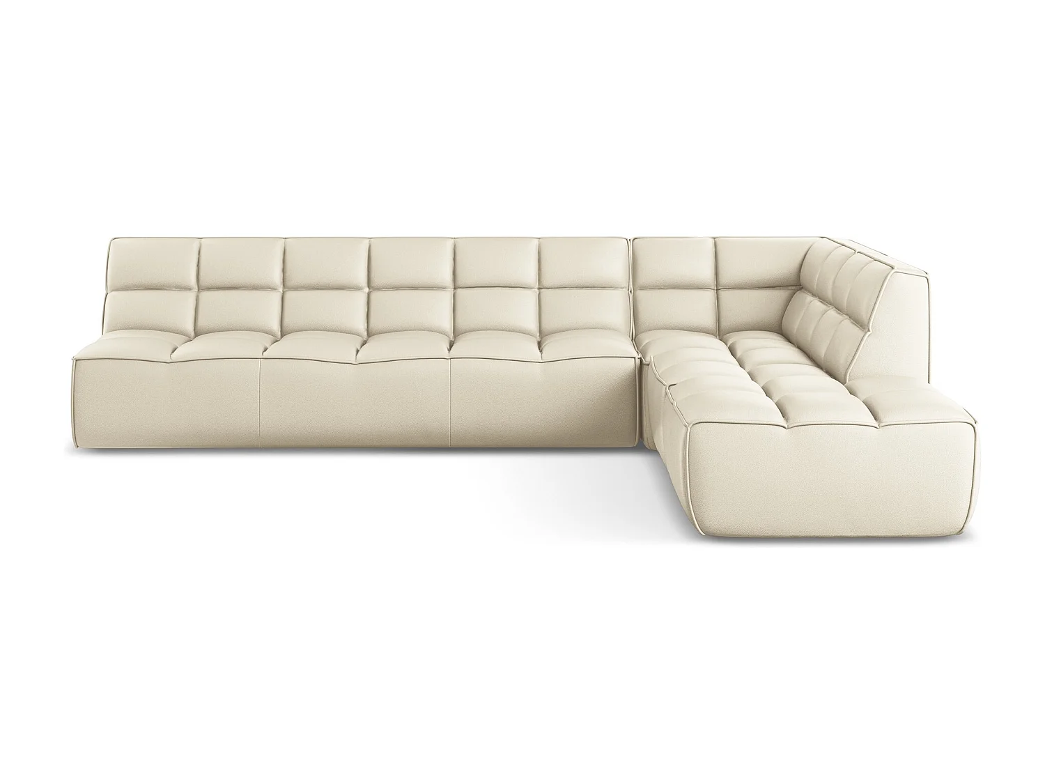 Canapé d'angle modulaire L reversible en Cuir artificiel - beige clair - KALAI